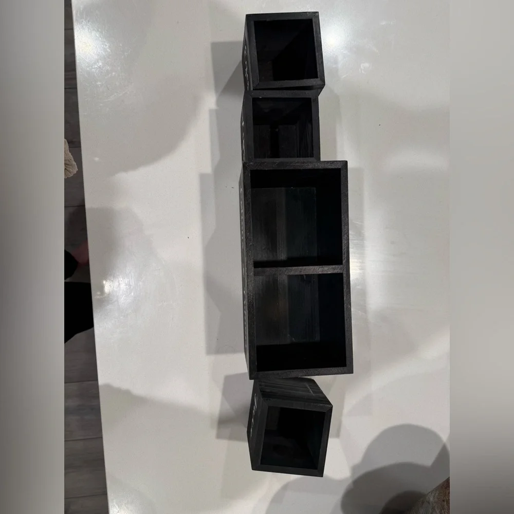 Black Wooden Storage Boxes Set